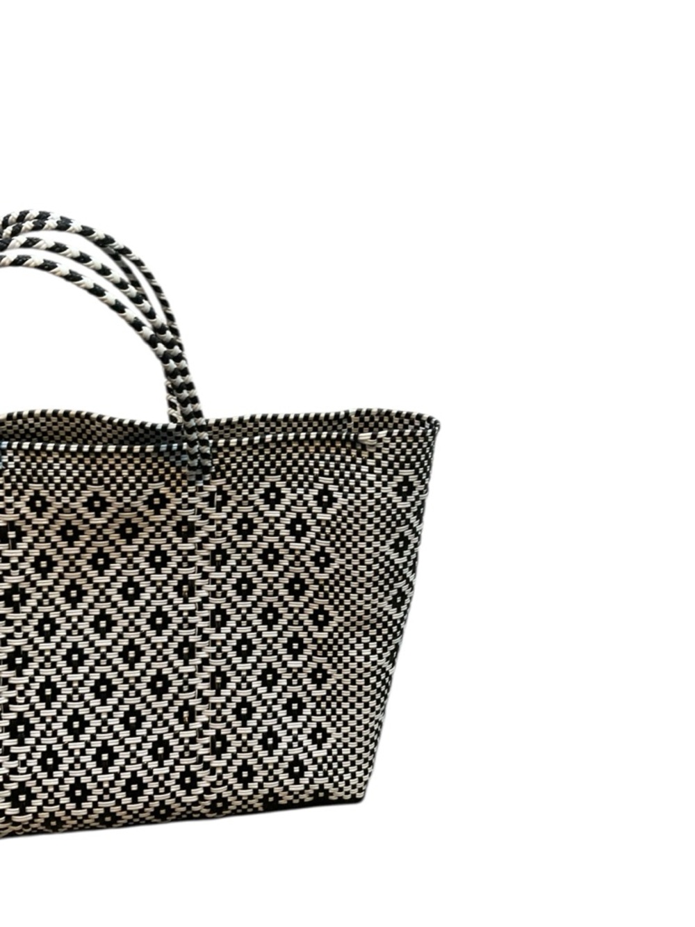 Source Unknown Black and White Geometric Woven Tote - Picture 2 of 9